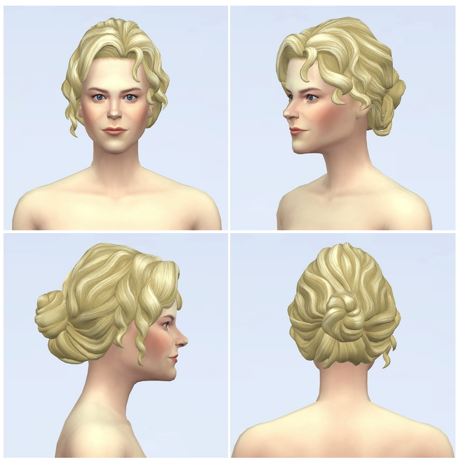 Sims 4 Curly bun female hair at Rusty Nail