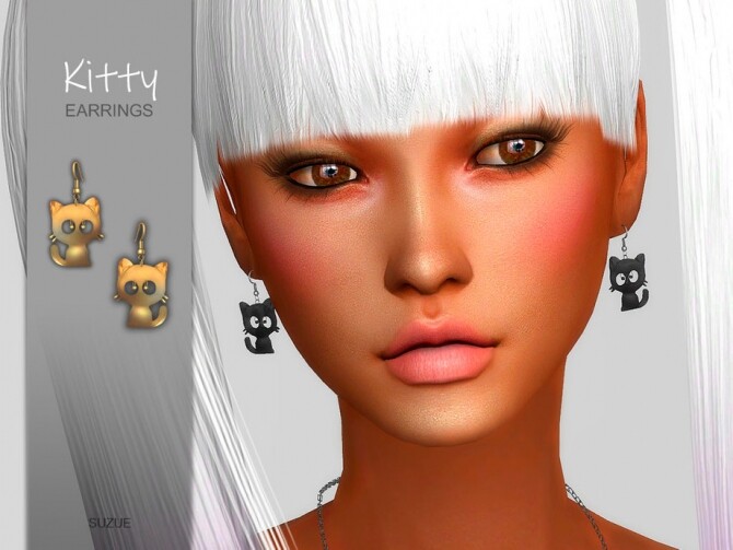 Sims 4 Kitty Earrings by Suzue at TSR