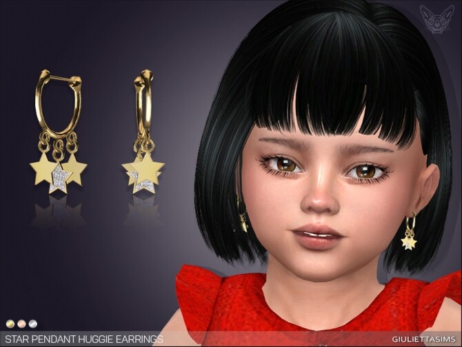 Sims 4 Star Drop Huggie Earrings For Toddlers by feyona at TSR