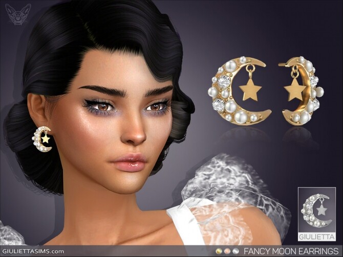 Sims 4 Fancy Moon Earrings by feyona at TSR