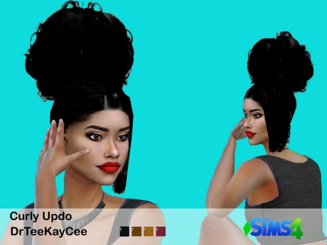 Sims 4 Curly Hair Updo by drteekaycee at TSR