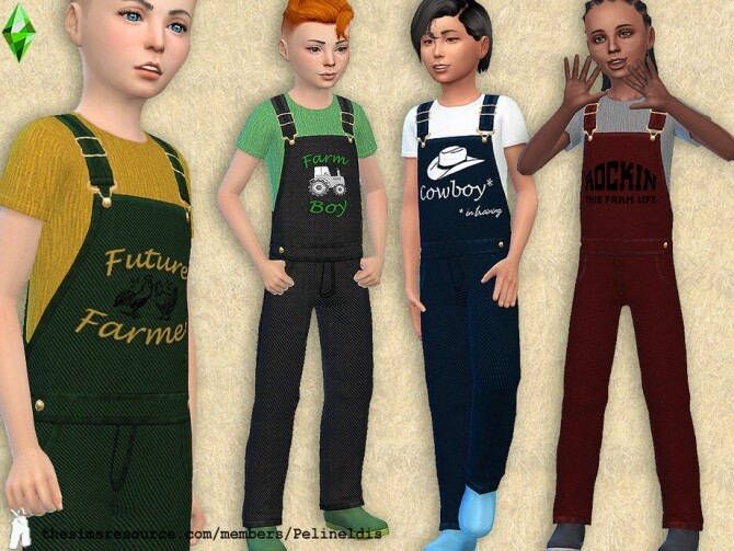 Sims 4 Boys Farm Overall by Pelineldis at TSR