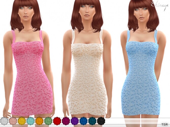 Sims 4 Crochet Lace Overlay Mini Dress by ekinege at TSR