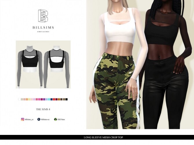 Long Sleeve Mesh Crop Top By Bill Sims At Tsr Sims 4 Updates