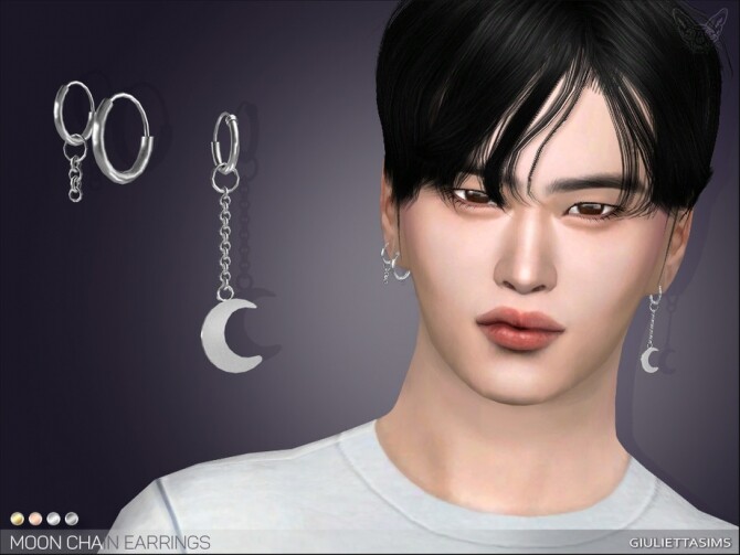 Sims 4 Moon Chain Earrings by feyona at TSR