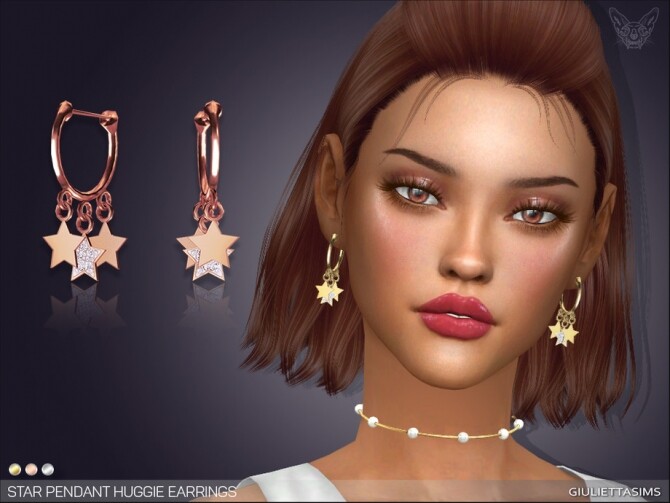 Sims 4 Star Drop Huggie Earrings by feyona at TSR