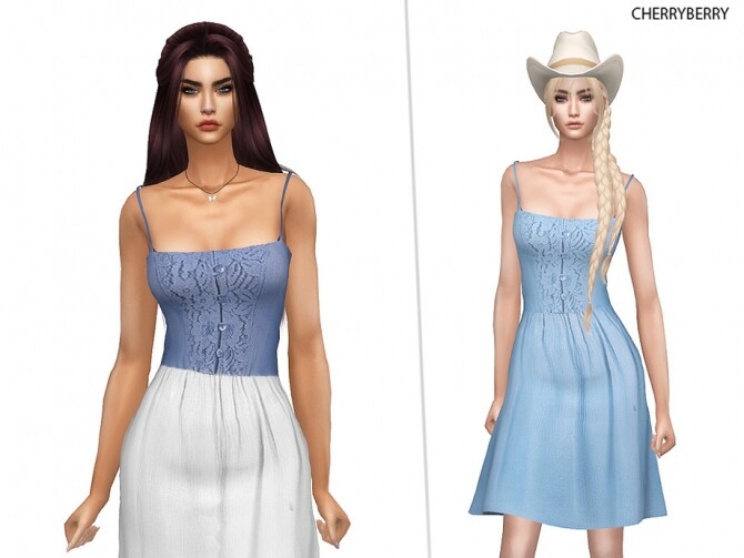 Sims 4 Country Charm Dress by CherryBerrySim at TSR