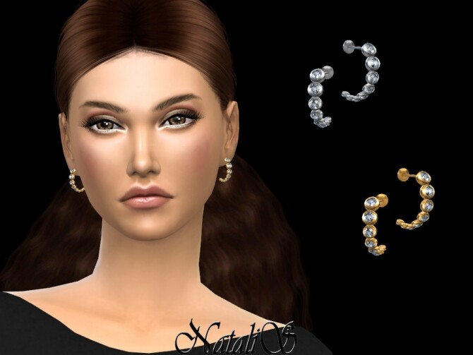 Sims 4 Crystal curved earrings by NataliS at TSR