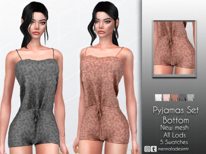 Sims 4 Knit Pajamas Set Bottom by mermaladesimtr at TSR