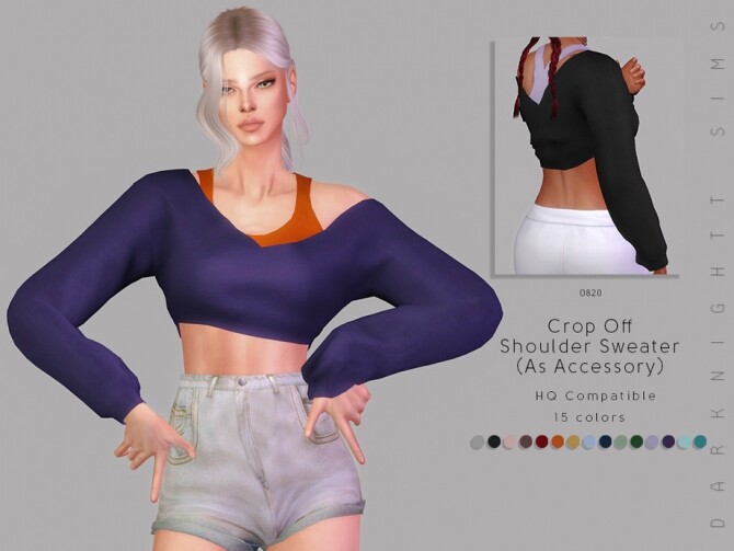 Sims 4 Crop Off Shoulder Sweater by DarkNighTt at TSR