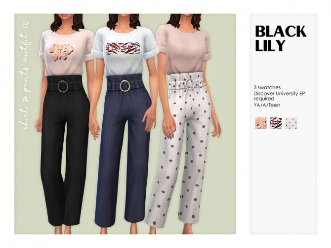 Sims 4 Shirt & Pants Outfit 02 by Black Lily at TSR