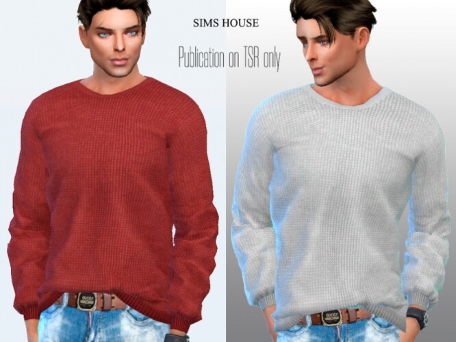 Men's knitted sweater without a pattern by Sims House at TSR » Sims 4 ...