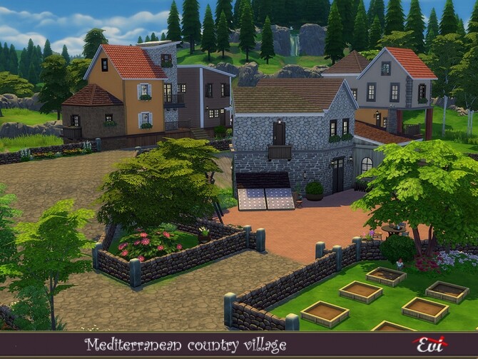 Sims 4 Mediterranean country village by evi at TSR