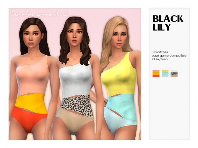 Sims 4 Tricolor Swimsuit 02 by Black Lily at TSR