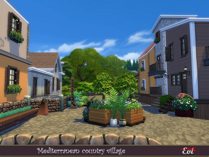 Sims 4 Mediterranean country village by evi at TSR