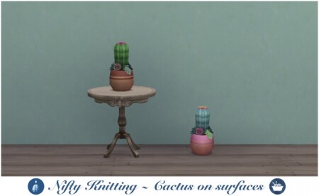 Place knitted cactus on surfaces by Narcolepzzzy at Mod The Sims