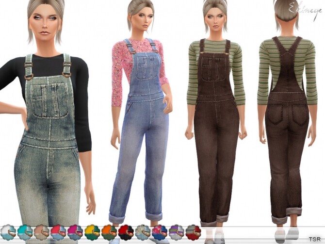 Sims 4 Denim Overalls by ekinege at TSR