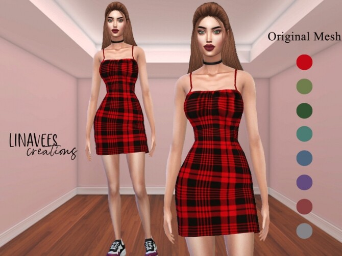 Sims 4 Pretty Red Dress by linavees at TSR