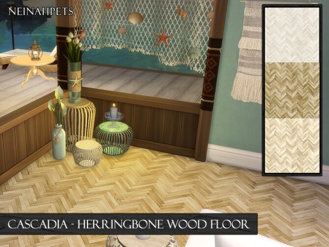 Sims 4 Cascadia Herringbone Wood Flooring by neinahpets at TSR