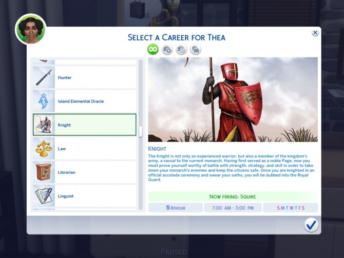 Sims 4 Knight Career mod by sokkarang at Mod The Sims