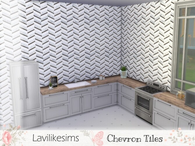 Sims 4 Chevron wallpaper by lavilikesims at TSR