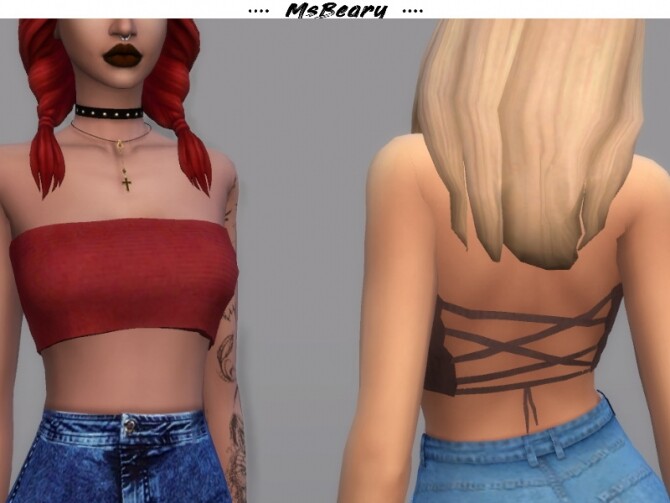 Sims 4 Bandeau Tie Top by MsBeary at TSR