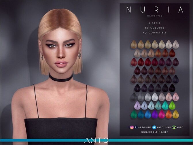 Sims 4 Nuria Short Hairstyle by Anto at TSR