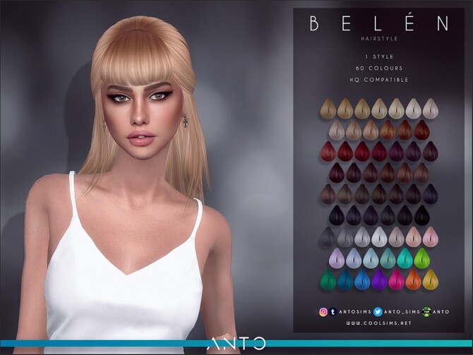 Sims 4 Belen long hair tied at the back by Anto at TSR