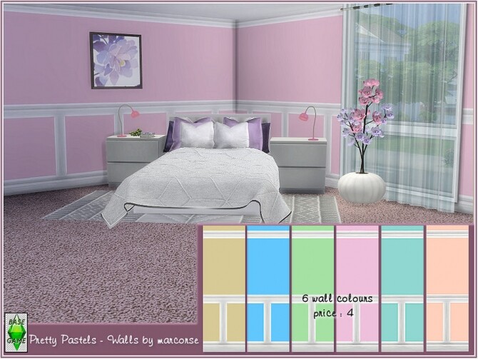 Sims 4 Pretty Pastel Walls by marcorse at TSR