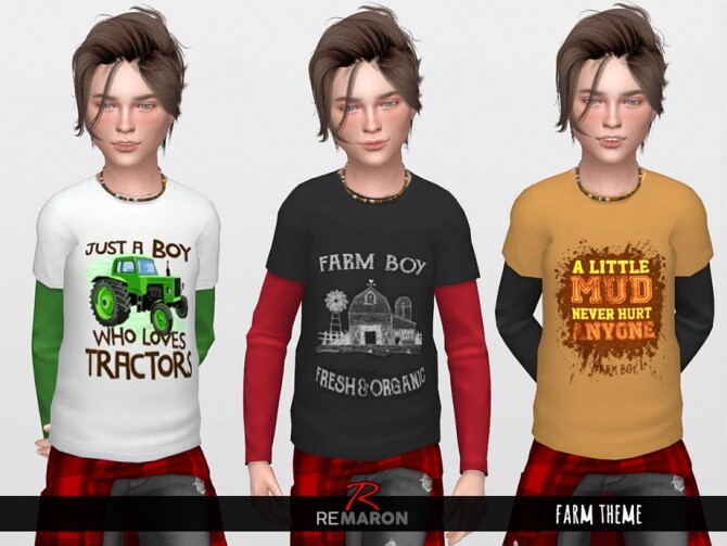 Sims 4 Farm 2 Shirts for Boys 01 by remaron at TSR