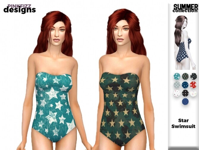 Sims 4 Summer Star Swimsuit PF156 by Pinkfizzzzz at TSR