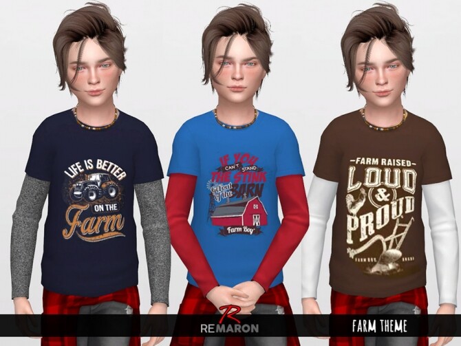 Sims 4 Farm 2 Shirts for Boys 01 by remaron at TSR