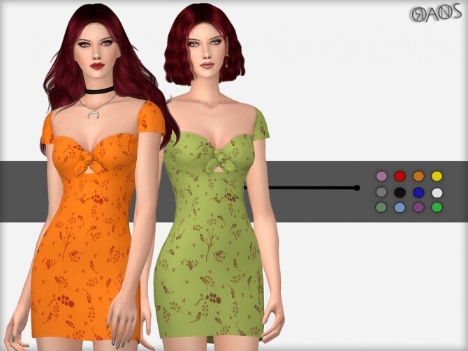 Sims 4 Tie Flower Dress by OranosTR at TSR