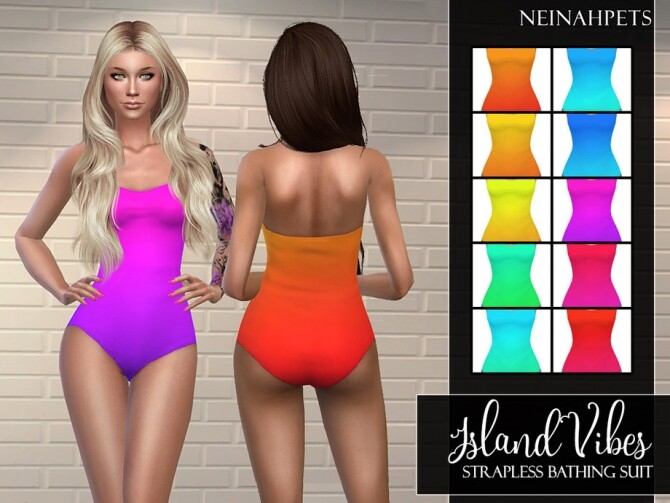 Sims 4 Island Vibes Strapless Bathing Suit by neinahpets at TSR