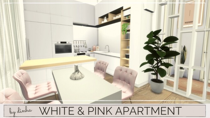 Sims 4 WHITE & PINK APARTMENT at Dinha Gamer
