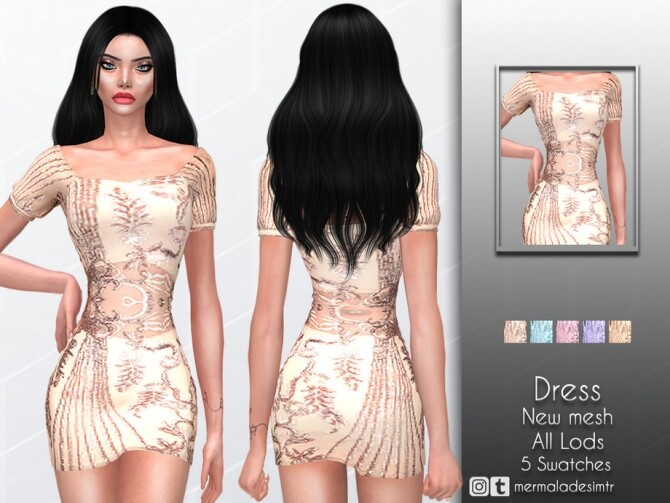 Sims 4 Shiny Dress by mermaladesimtr at TSR