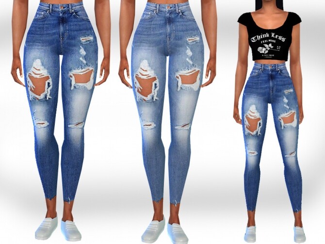 Sims 4 Female Full Ripped Jeans by Saliwa at TSR