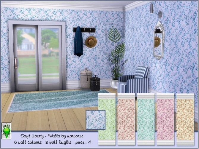 Sims 4 Soft Liberty Walls by marcorse at TSR