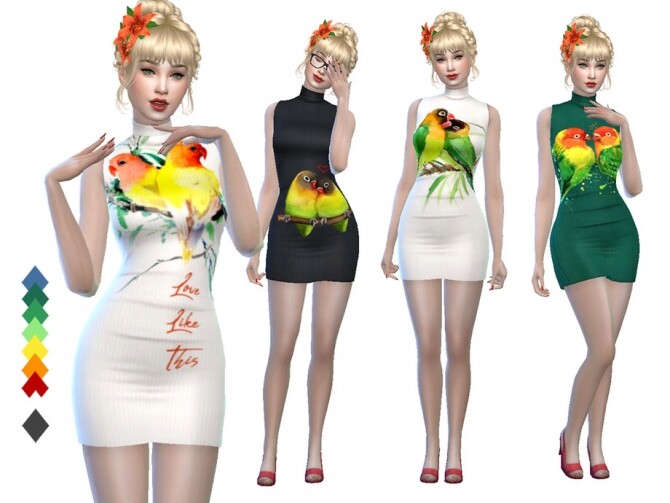 Sims 4 Lovebird Dress by Naunakht at TSR