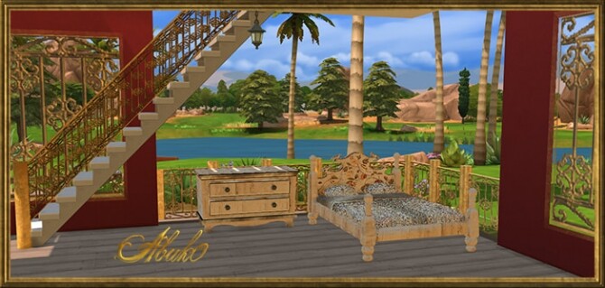 Sims 4 Pasari Iron: bed, dresser, window, rail, fence at Abuk0 Sims4