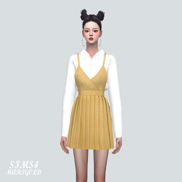 Sims 4 Pleats Mini Dress With Shirts at Marigold