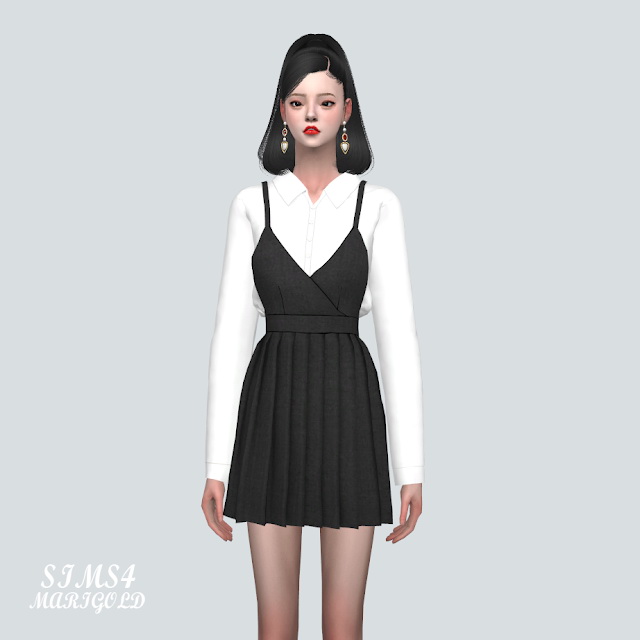 Sims 4 Pleats Mini Dress With Shirts at Marigold