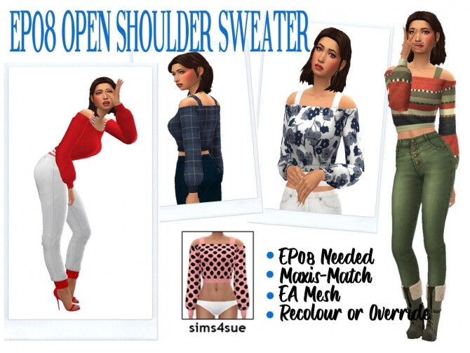 Sims 4 EP08 OPEN SHOULDER SWEATER at Sims4Sue