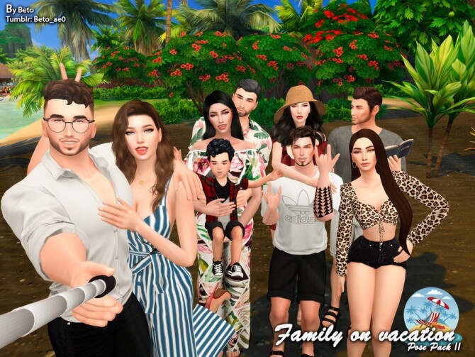 Sims 4 Family on Vacation II Pose Pack by Beto ae0 at TSR