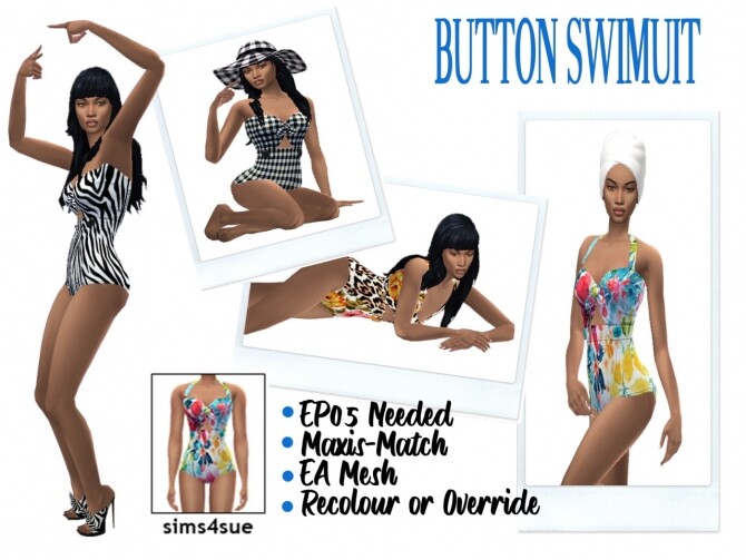 Sims 4 EP05 BUTTON SWIMSUIT at Sims4Sue