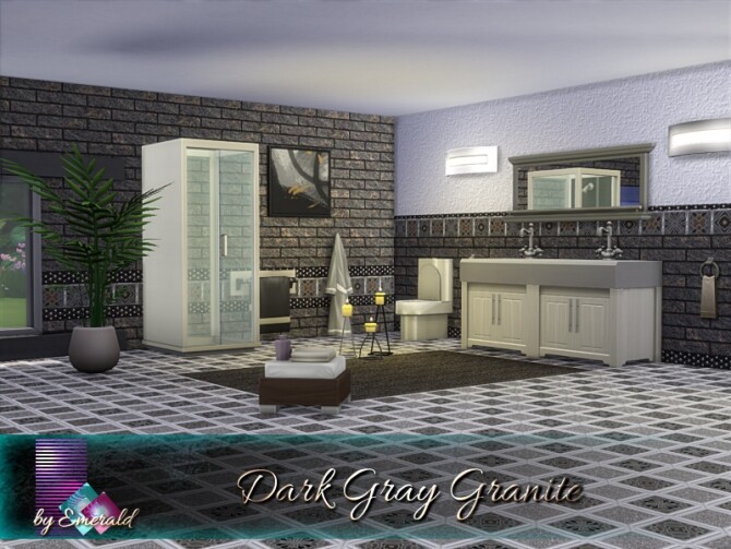 Sims 4 Dark Gray Granite by emerald at TSR