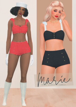 Marie swimsuit + gloves & hat at Daisy Pixels