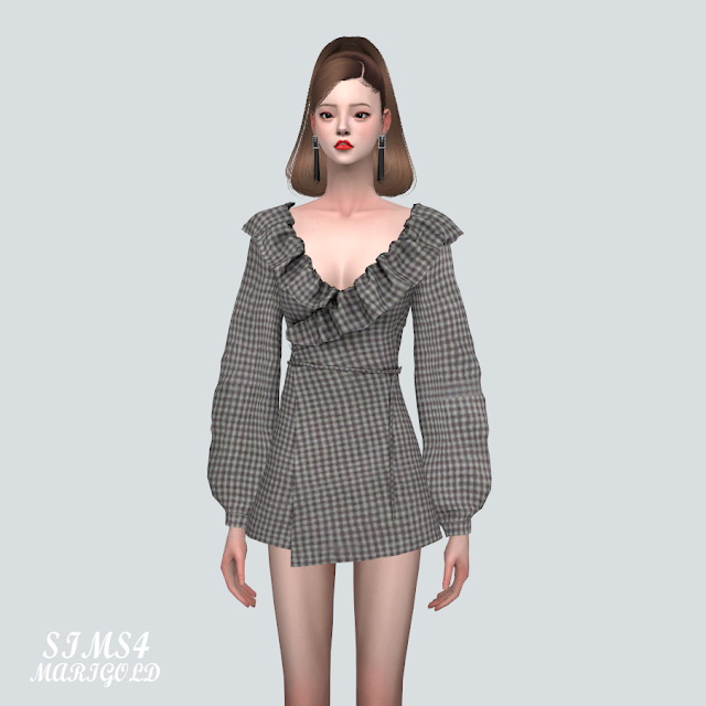 Sims 4 Frill Wrap Mini Dress at Marigold