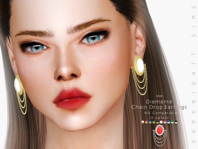 Sims 4 Diamante Chain Drop Earrings by DarkNighTt at TSR