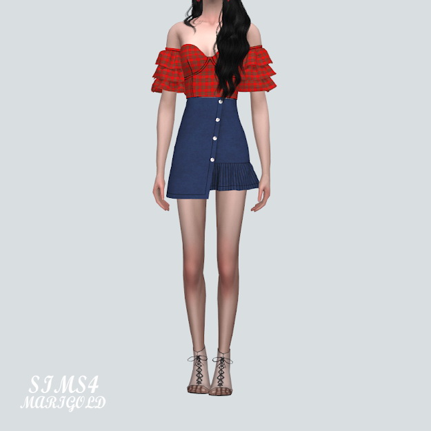Sims 4 Unbalance Denim Mini Skirt at Marigold